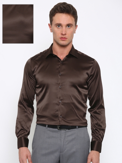 

Parx Men Brown Slim Fit Solid Partywear Shirt
