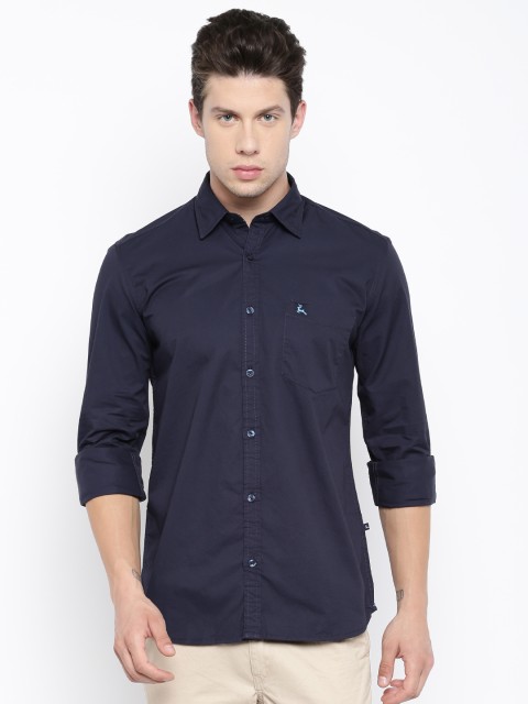 

Parx Men Navy Slim Fit Solid Casual Shirt, Navy blue