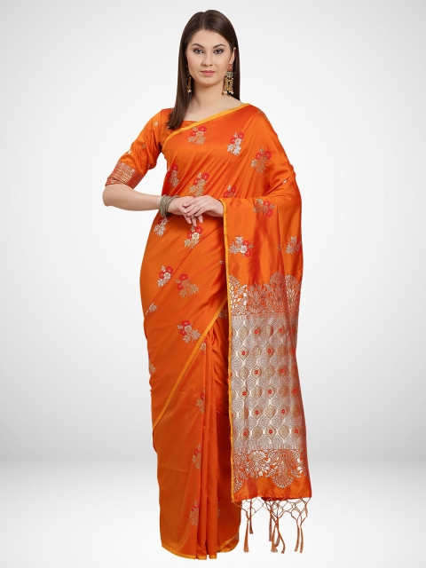

KALINI Mustard & Silver-Toned Silk Blend Saree