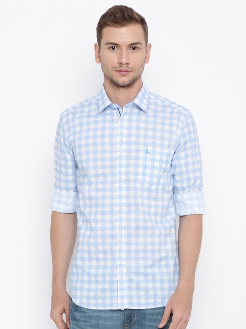

Parx Men White & Blue Slim Fit Checked Casual Shirt