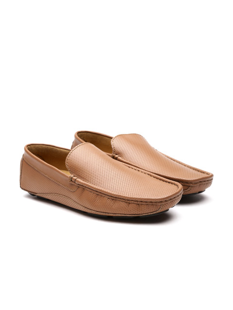 

United Colors of Benetton Men Brown Textured Genuine Leather Driving Shoes