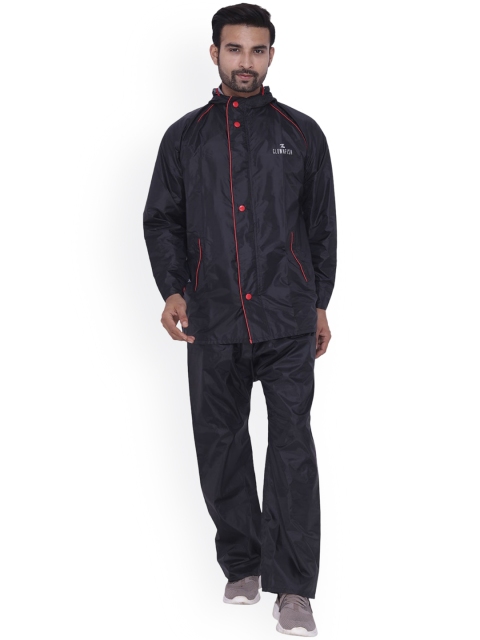 

THE CLOWNFISH Men Black Solid Reversible Rain Suit