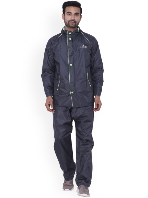 

THE CLOWNFISH Men Grey Solid Reversible Hooded Raincoat