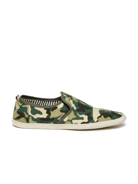 

Jack & Jones Men Olive Printed Slip-On Sneakers