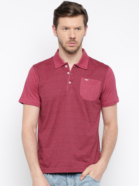

Park Avenue Men Red Printed Polo T-shirt