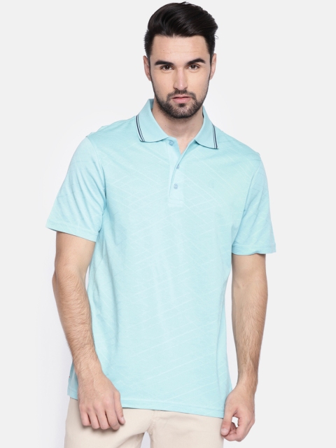 

Raymond Men Blue Self-Design Polo T-shirt