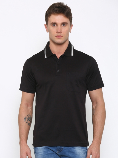 

Raymond Men Black Solid Polo T-shirt