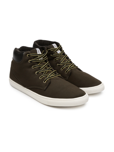 

Jack & Jones Men Brown Solid Mid-Top Sneakers