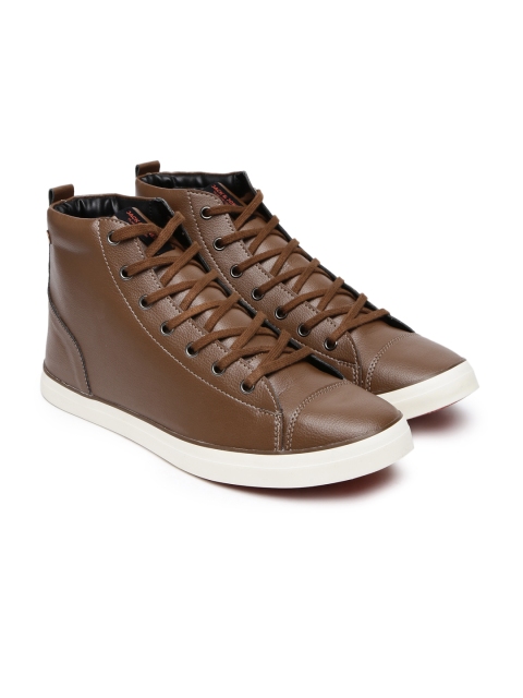 

Jack & Jones Men Brown Solid High-Top Sneakers