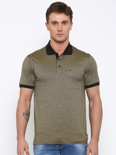 

Raymond Men Khaki & Black Striped Polo T-shirt