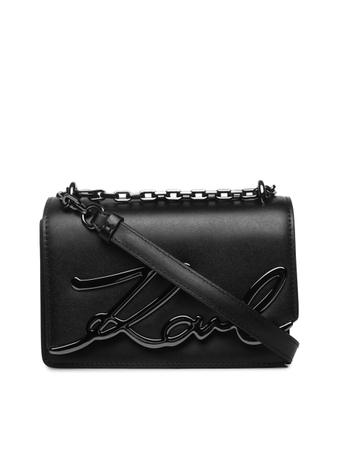 

LAGERFELD Black Leather Satchel
