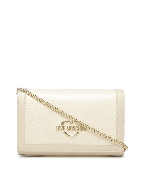 

LOVE MOSCHINO Cream-Coloured Textured Leather Structured Sling Bag