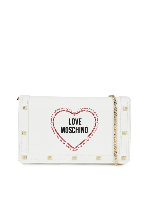

LOVE MOSCHINO White Leather Swagger Sling Bag