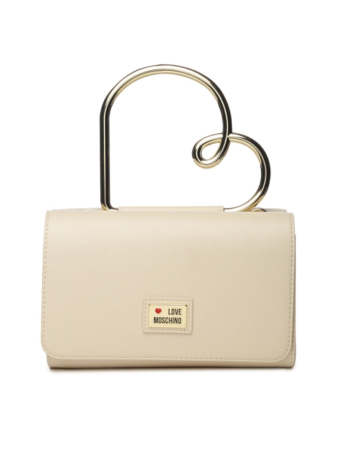 

LOVE MOSCHINO Cream-Coloured Leather Structured Handheld Bag