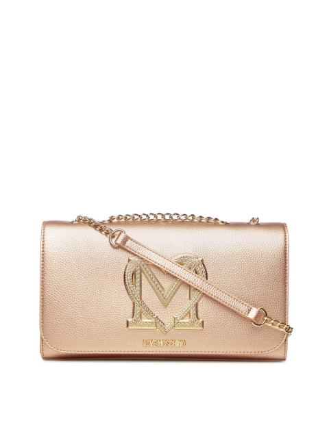 

LOVE MOSCHINO Gold-Toned Textured Leather Structured Sling Bag