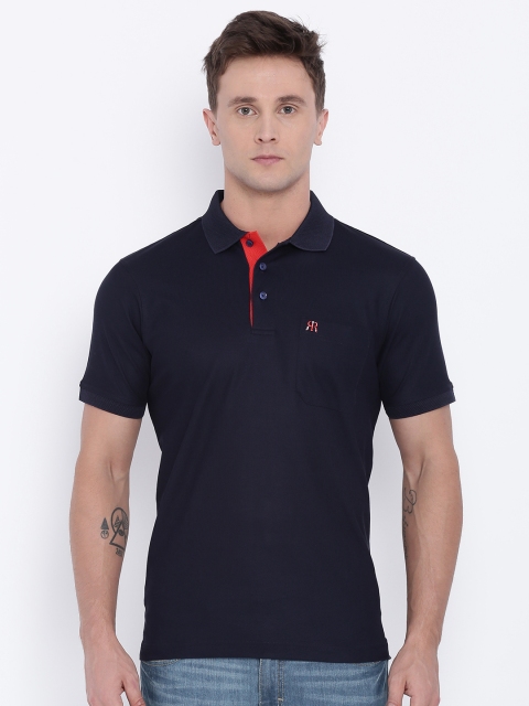 

Raymond Men Navy Solid Polo T-shirt, Navy blue