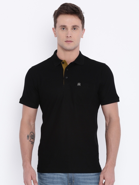 

Raymond Men Black Solid Polo T-Shirt