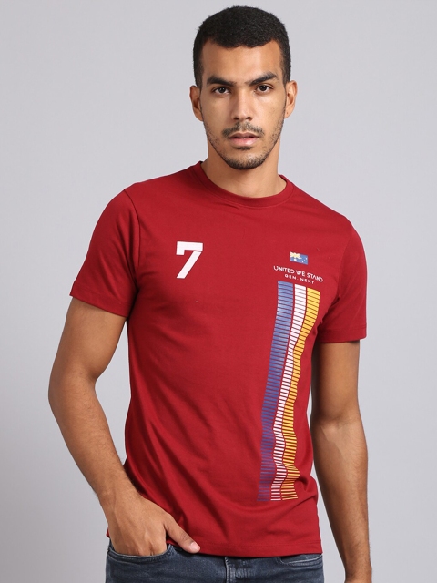 

VENITIAN Men Red Typography Printed Slim Fit T-shirt