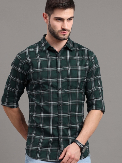 

HERE&NOW Men Green Slim Fit Tartan Checked Casual Shirt