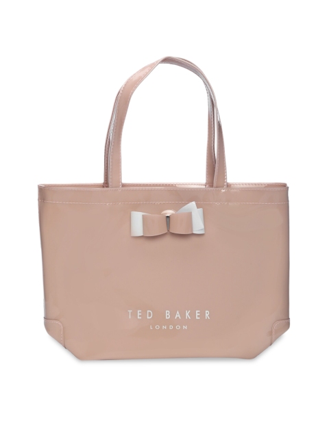 

Ted Baker Pink Embellished Leather Structured Handheld Bag with Bow Detail