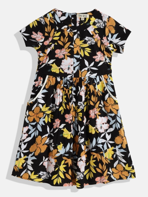 

Bella Moda Black Floral Dress 100% Cotton