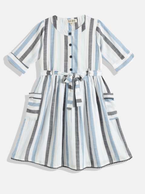 

Bella Moda White Striped Dress 100% Cotton