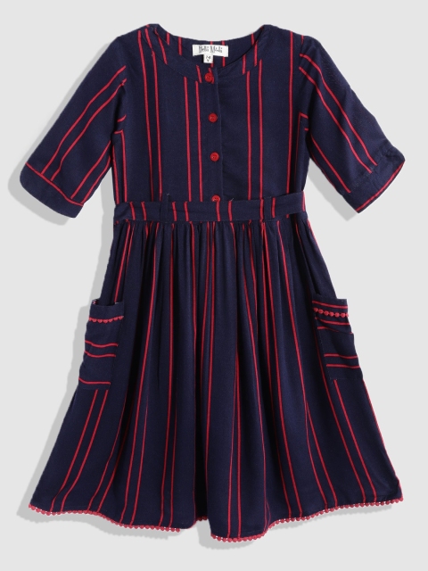 

Bella Moda Navy Blue Striped Dress 100% Cotton