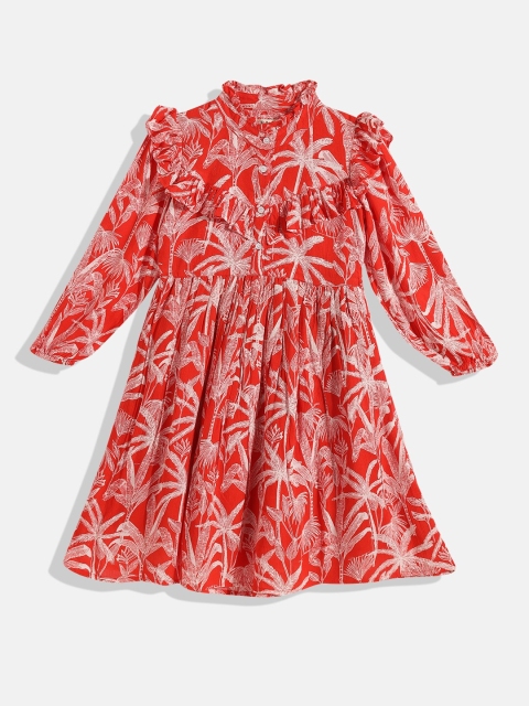 

Bella Moda Red & White Tropical Pure Cotton Dress