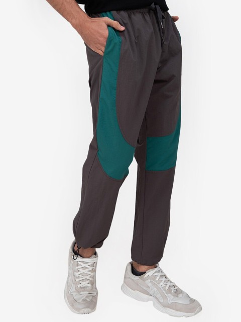 

ZALORA ACTIVE Men Grey & Green Colourblocked Joggers