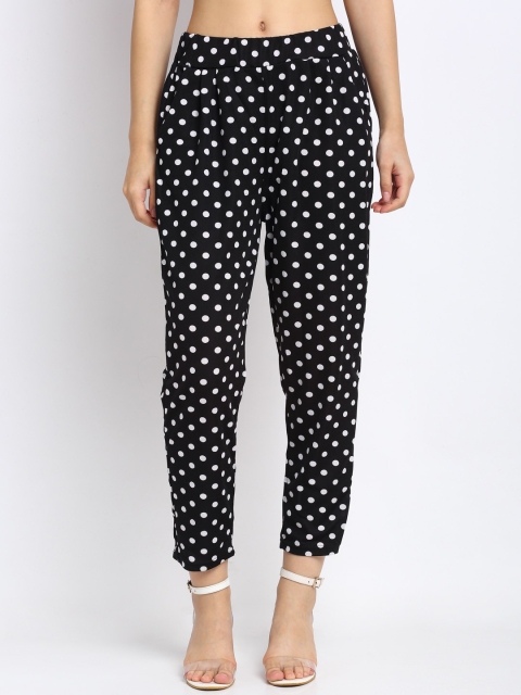 

NEUDIS Women Black Printed Pleated Trousers