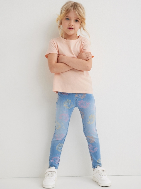 

H&M Girls Blue Printed Denim Leggings