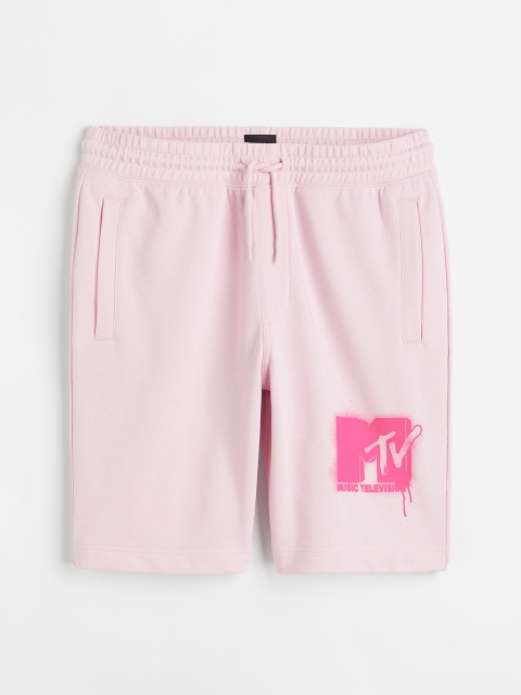 

H&M Men Pink Regular Fit Printed Sweatshorts