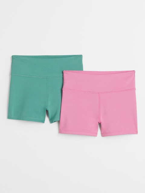 

H&M Girls Green & Pink 2-Pack Short Cycling Shorts