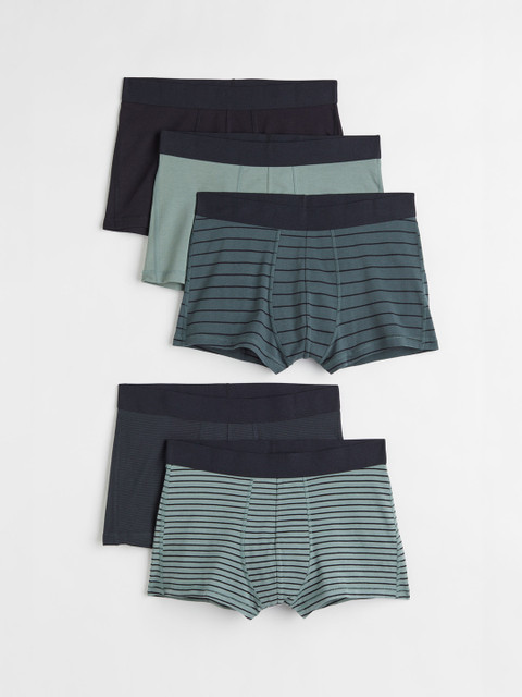 

H&M Men 5-Pack Short Cotton Trunks 1040412006-Green,Multi