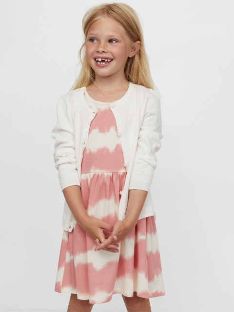 

H&M Girls Pink & White Patterned Jersey Dress