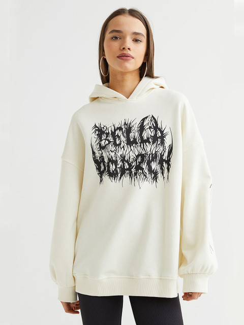 

H&M Women White Oversized Hoodie