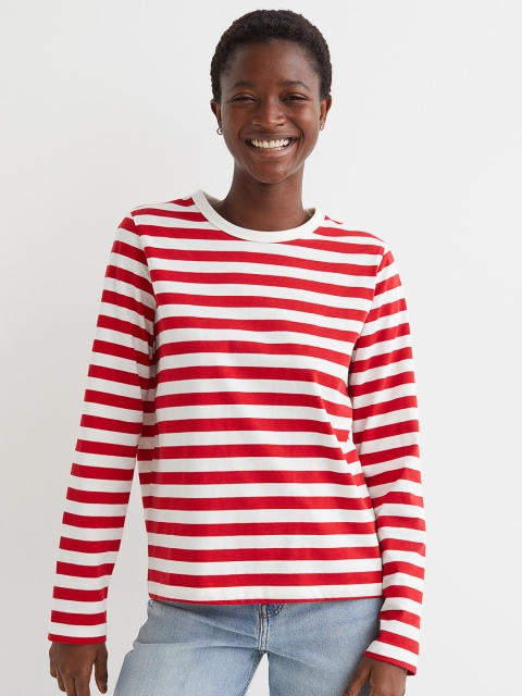 

H&M Red & White Cotton Jersey Top