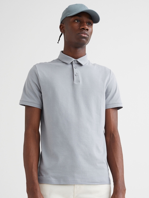 

H&M Men Grey Slim Fit Polo Shirt