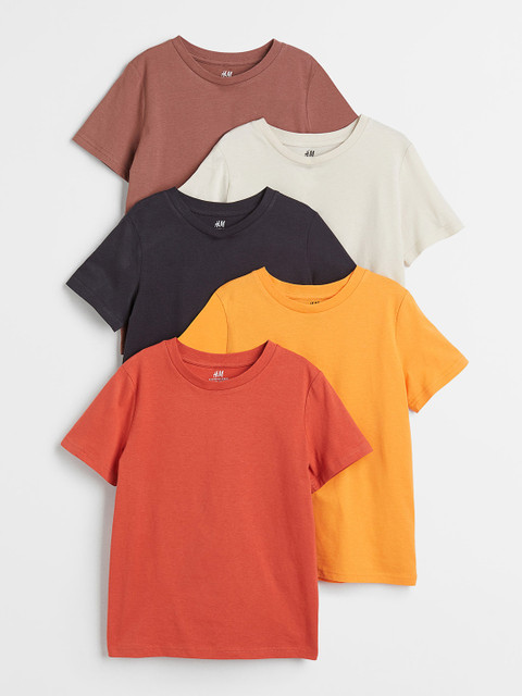 

H&M Boys 5-Pack T-Shirts, Brown