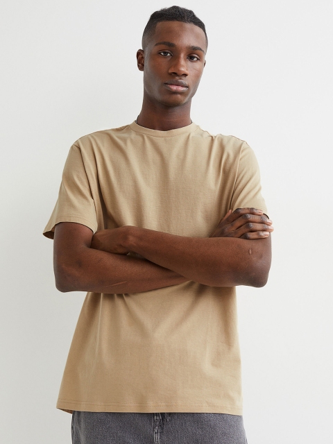

H&M Men Beige Regular Fit Round-Neck T-shirt