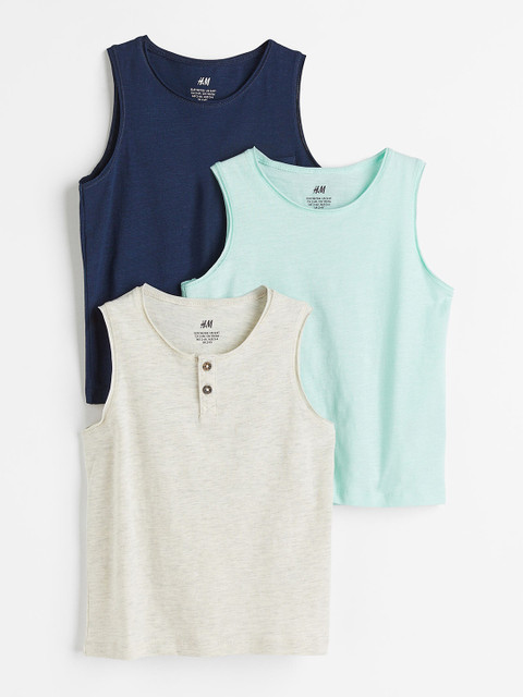 

H&M Boys 3-Pack Slub Jersey Tank Tops, Beige