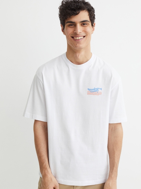 

H&M White Relaxed Fit Cotton T-Shirt