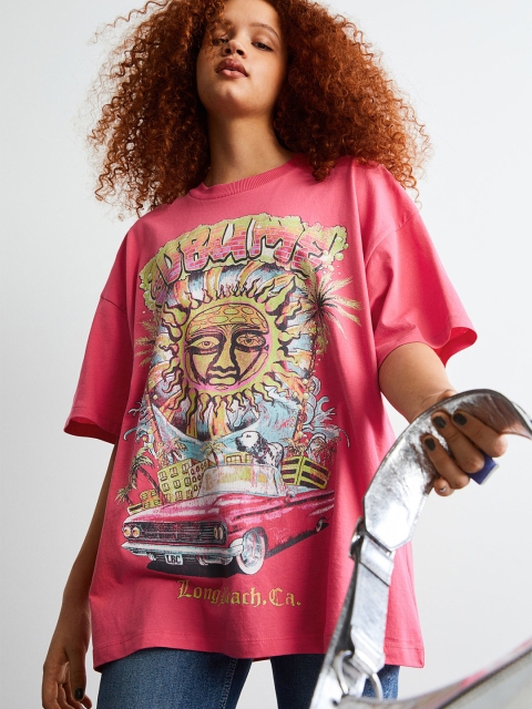 

H&M Women Pink Printed T-shirt