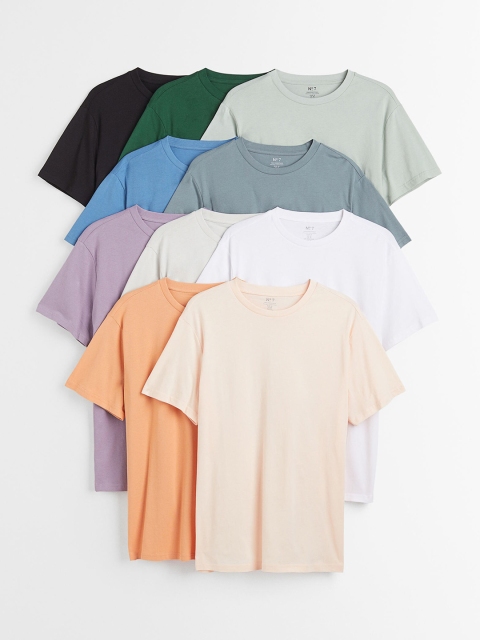 

H&M Men 10-Pack Regular Fit Round-Neck T-Shirts, Beige