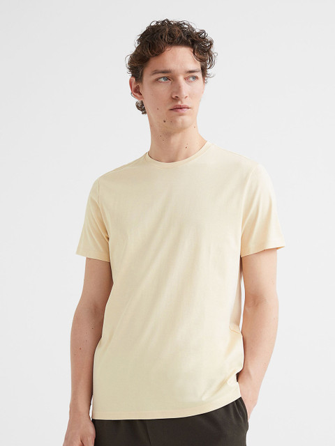 

H&M Men Yellow Slim Fit Premium Cotton T-Shirt