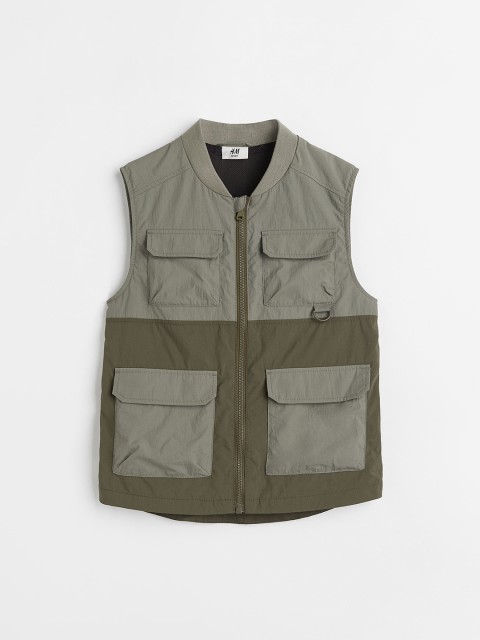 

H&M Khaki Green Nylon Cargo Gilet
