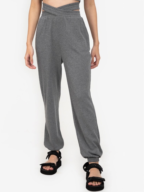 

ZALORA BASICS Women Grey Heart Cut Out Joggers Trousers