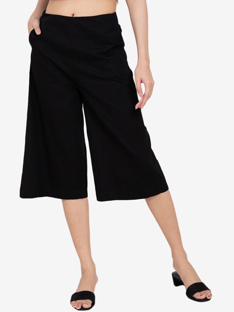 

ZALORA BASICS Women Black Straight Fit Culottes Trousers