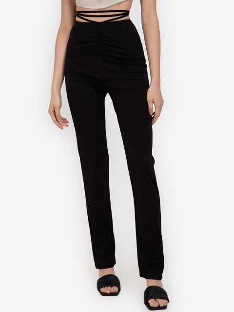 

ZALORA BASICS Women Black Straight Fit Trousers