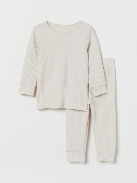 

H&M Girls White Ribbed Cotton Co-Ords